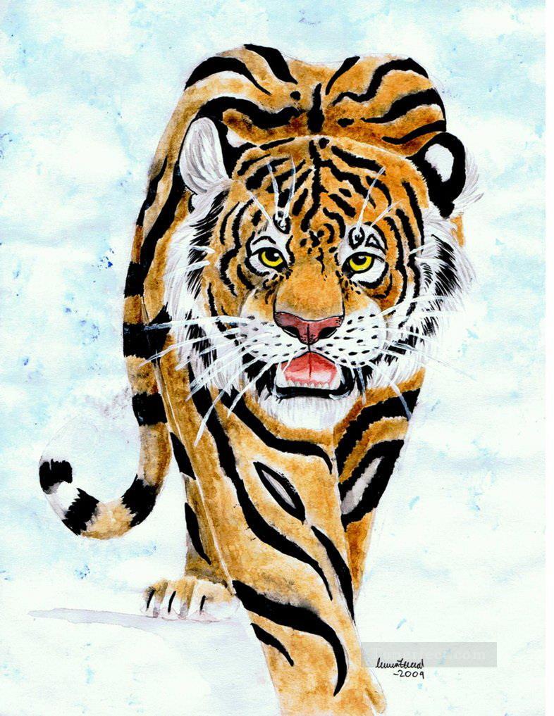 Tiger im Schnee Ölgemälde